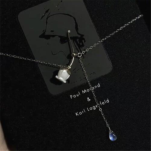 14K Gold Filled Chain Natural Shell Rose Pendant Necklaces Gold Color Choker Sweater Chain For Women Romantic Memorial Day Gifts