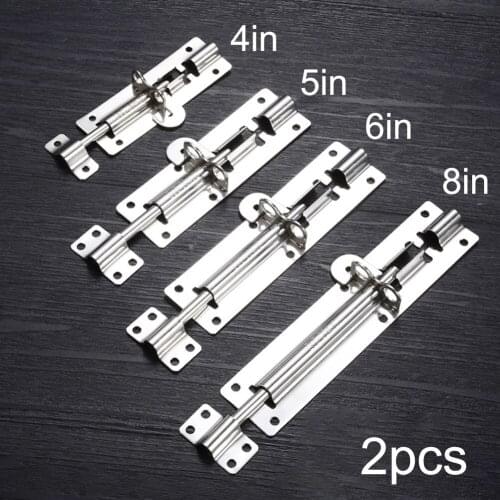 2pcs Stainless Steel Anti-theft Bolt Wooden Door Bolt Iron Door With Lock Slide Bolt Latch Door Hardware Home Improvement