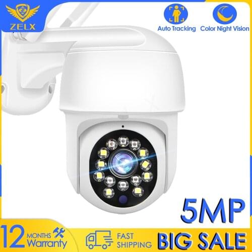 5MP CCTV Security IP Camera WiFi 1080P Wireless PTZ Outdoor Auto Tracking 4X Digital Zoom Mini Video Surveillance Camera Yoosee