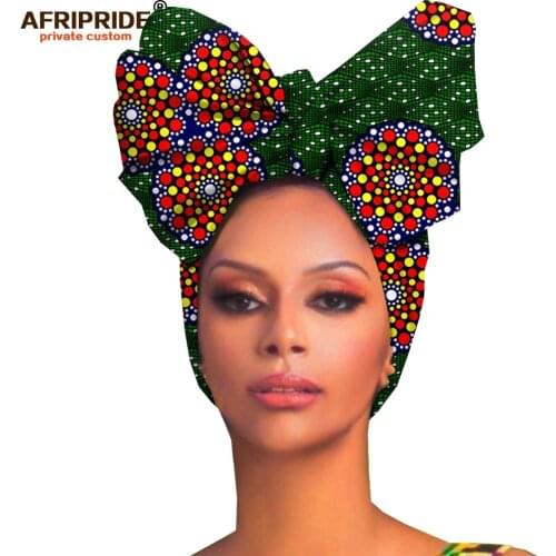 African headwraps women hair accessories african material wax traditional Headtie headscarf Turban 100% Cotton AFRIPRIDE A19H006