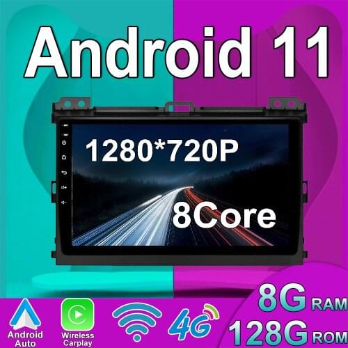 9‘’ Car Multimedia Player Android 10 For Toyota Land Cruiser Prado 120 2004-2009 Wifi GPS Bluetooth Radio Stereo audio media