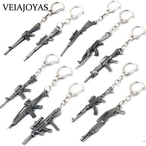 17 Styles CSGO Weapon Gun Keychains 6cm AK47 Trinket Awp Rifle Sniper Metal Key Rings Holder Men Jewelry Chaveiro Game Souvenirs
