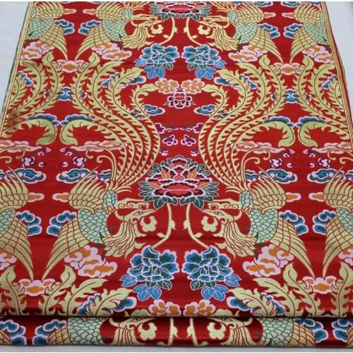 CF613 Phoenix Peony Jacquard Silk Brocade Fabric The Chinese Dress Fabric Chinese Wedding Dress Silk Fabrics Party Decoration