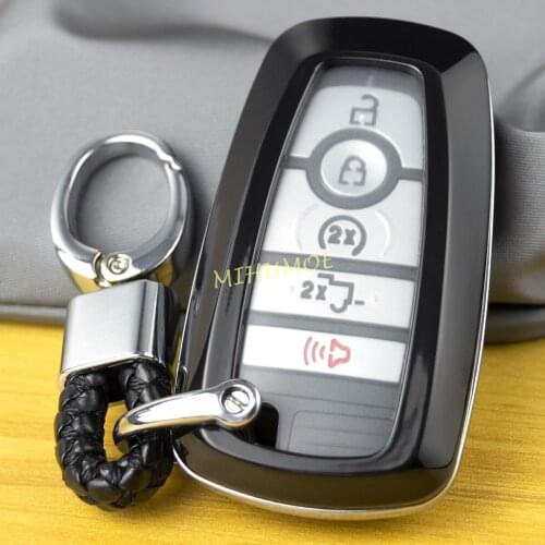 For Ford F150 Escape Fusion Edge Ecosport Mondeo Explorer Kuga Lincoln Aviator Corsair Smart Car Key Chain Fob Case Cover Black