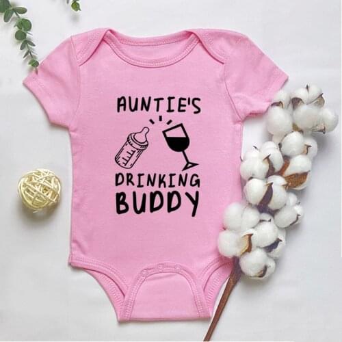 Lovely Aunties Drinking Buddy Baby Clothes Baby Rompers Short Sleeve Newborn Clothing Infant Rompers Toddler Clothes