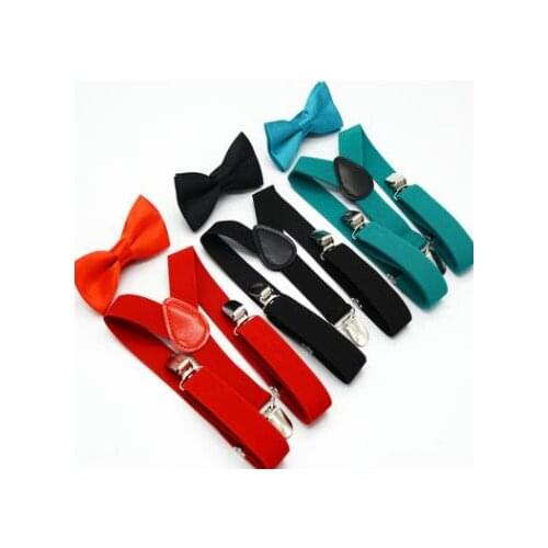 28sets/lot children candy color Suspenders bowtie set/kids Y-Back Adjustable Elastic Boys Suspenders Bow Tie 28 color for choos