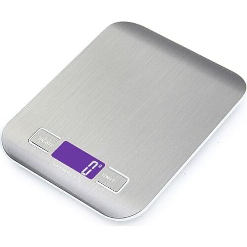 Electronic Digital Kitchen Scale LED Display Coffee Cooking Baking Weight Measure Stainless Steel Multiple Units Silver Golden