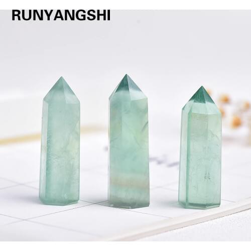 35-45mm 1PC Natural Green Fluorite crystal point Obelisk Wand Treatment Stone Home Decor Healing Stone Hexagonal Prisms