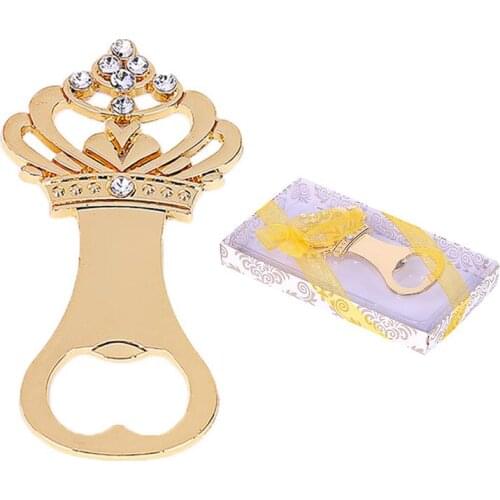 Kapmore 1pc Bottle Opener Alloy Rhinestone Crown Decor Bottle Cap Opener Party Favor For Wedding Bar Tool Accessories