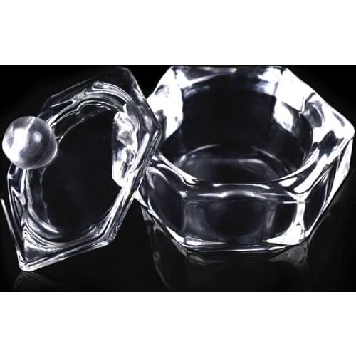 1Pc Acrylic Nail Cup Clear Crystal Glass Dappen Dish Lid Bowl Cup Liquid Holder Container Manicure Equipment Nail Art Tool NT024