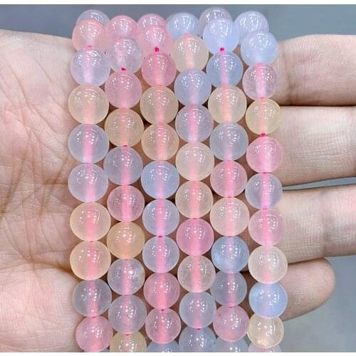 Natural Stone Mixed Color Morgan Chalcedony Round Beads for Jewelry Making Diy Charms Bracelet Necklace 15"Strand 6 8 10 12MM