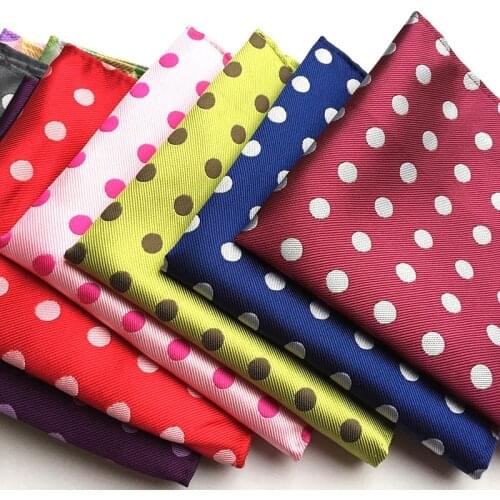 25*25cm Colorful Dot Printed Square Handkerchief Polyester Pocket Silk Handy Towel For Mens Wedding Party Suit Clothing Decorat