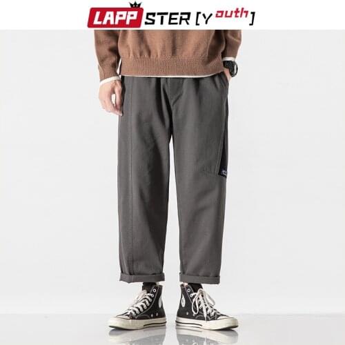 LAPPSTER-Youth Men Patchwork Straight Baggy Sweatpants 2021 Mens Japanese Streetwear Vintage Kpop Joggers Man Causal Sweat Pants
