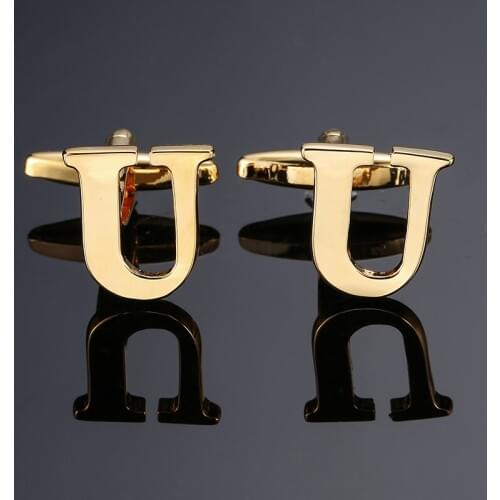 DY new High-quality Brass material English Golden English alphabet U Cufflinks Mens French shirt Cufflinks free shipping