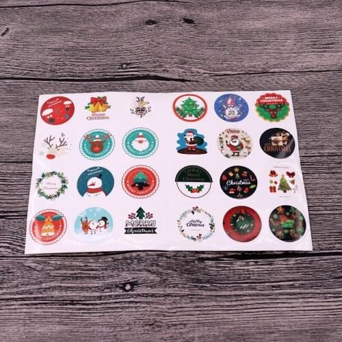 120pcs/lot New Handmade Christmas Tree Snowman 3.5cm Round Self-adhesive sealing Label Stickers Gift Bag Candy Box Decoration