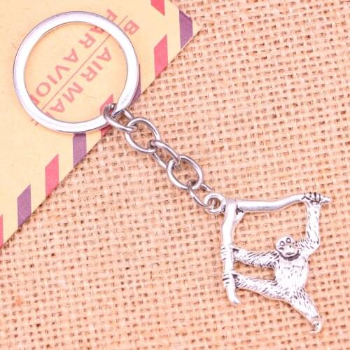 20pcs New Fashion Keychain 39*32 mm hanging monkey Pendants DIY Men Jewelry Car Key Chain Ring Holder Souvenir For Gift