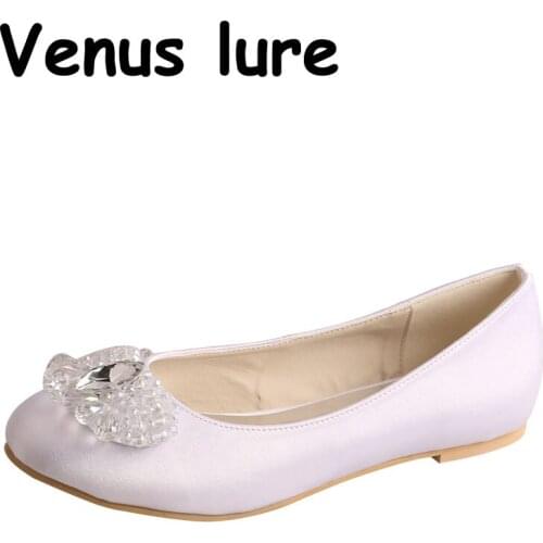 Custom Handmade Closed Toe Flat Party Wear Shoes for Women White Satin