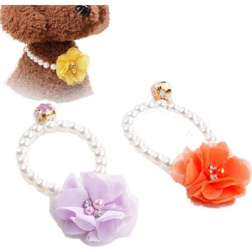 Dog Bell Collar Cute for Cat Colorful Grid Fashion Pets Tie Bells Super Beautiful 6 Models Optional Lovely Pearl flowers Style