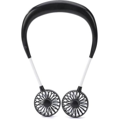 Portable Fan mini USB Rechargeable Hanging Neck Dual Head Cooling Fan Travel Sports for mom