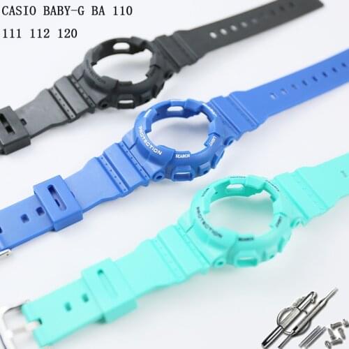 Watch accessories rubber strap 14mm pin buckle for Casio BABY-G BA 110 111 112 120 womens resin sports watch case