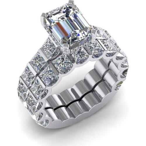 Luxury Women Rings Set Exquisite White Rhinestones Zircon Rings For Women Jewelry Accessories Engagement Girl Gift