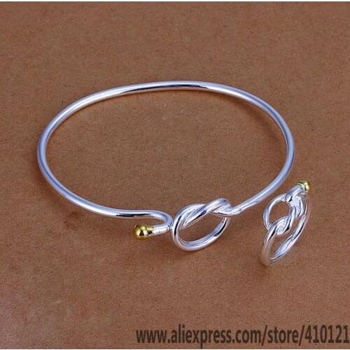 S253 Lucky Charm Silver Color Jewelry Sets For Women Fashion Jewelry Lady Accessories Fashion Knot Ring Bangle /dfhalwoa