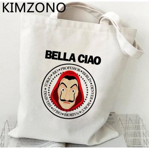 La Casa De Papel shopping bag bolso grocery recycle bag cotton tote shopper bag fabric reusable sacolas