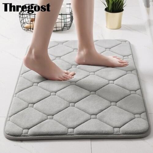 Thregost Microfiber Bath Mat Kitchen Carpet Anti Slip Memory Foam Rugs Modern Living Room Bedroom Floor Mats Machine Washable