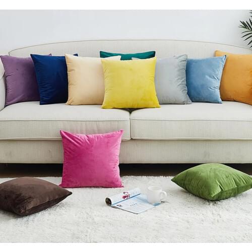 Solid Color Velvet Pillow Dutch Velvet Cushion Office Car Pillowcase 45cm x 45cm Solid Color Velvet Pillow Dutch Velvet Cushion
