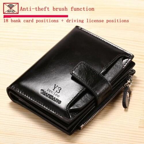 Euramerican Leisure Y3 ppclee Men and women Wallet short style Wallet cowhide Wallet leathe Walletr zipper wallet card and bag