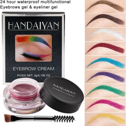 Waterproof Eyebrow Cream Gel Long Lasting Gel No Fading Green Brown Black Blue Liquid Tint Eyebrow Styling Makeup Tools 12 Color