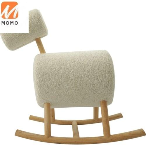 High-End Luxury Solid Wood Lamb Wool Wooden Horse Childrens Toy Modern Living Room Creative Adult Log Rocking Chair