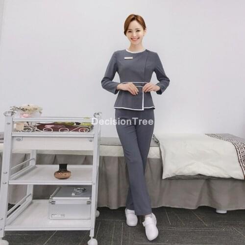 2021 short sleeve beauty salon female work clothing hotel waiter work clothes sauna foot bath uniforms salon work clothing
