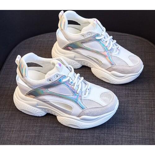 Womens Chunky Sandals 2021 Summer Breathable Mesh High Heels Women Shoes Casual Genuine Leather Women Summer Sandals Shoes