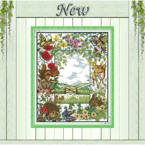 Animal house flowers decor painting counted printed on canvas DMC 14CT 11CT Chinese Cross Stitch Needlework Sets Embroidery kits