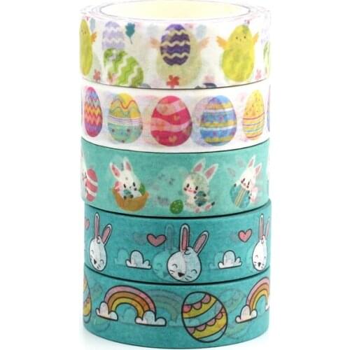 1PC Decorative Easter Eggs Blue Bunny Chick Cinta washi Tapes Set Japanese Paper DIY Scrapbooking Masking Tape Cute Stationery