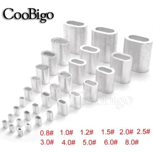 10pcs/pack Aluminum Cable Crimp Sleeve Cable Ferrule Stop for Snare Wire Rope Clip Swage Trap Barrel Fitting