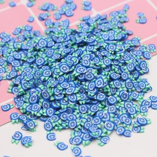 100g/Lot Blue Strawberry Clay Slices Soft Pottery Fruits Sprinkles for Toys Decoration DIY Crafts Filler Accessories