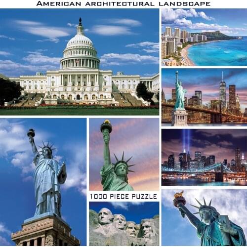 1000 Children Adults Learn Entertainment Gifts to Reduce Stress American Architecture Tourism Landscape Hanging Picture Puzzle