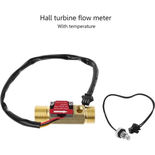 YF-B7 G1/2 brass flow sensor 5V DC 1-25 LPM flowmeter turbine inside with NTC50K temperature sens zhongjiang Sea Dijiang factory