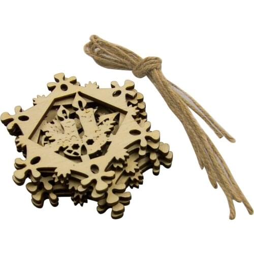 30pcs Wooden Christmas Snowflake Wooden Tags DIY Craft Decoration