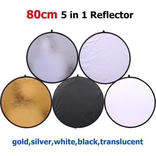 32"/80cm Portable 5 in 1 Photography Collapsible Lighting Reflectors Round Multi Disc Photo Reflector for Studio Photography