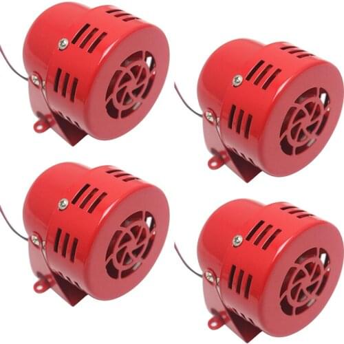4x 12V Car Truck RV Electric Motor Driven Air Raid Siren Horn Loud Sound Red