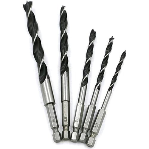 5pcs/set High Speed Steel Twist Drill Bit Sets For Woodworking Wood Drilling Hole Saw Drill Hand Tool