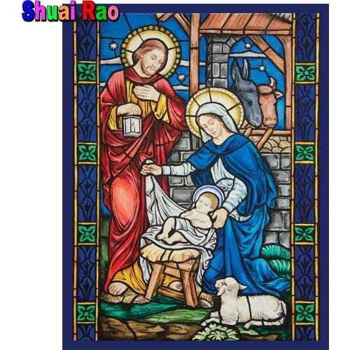 Jesus birth religious 5d diy diamond painting full square round diamond mosaic religion diamond embroidery gift home decor