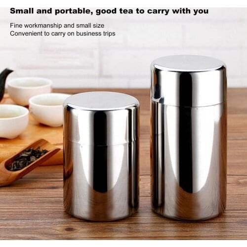 304 stainless steel Tea Canister Food Coffee Sugar Tea Storage Box Portable Airtight Lid Tea Tin for Loose Tea Kitchen Supplies