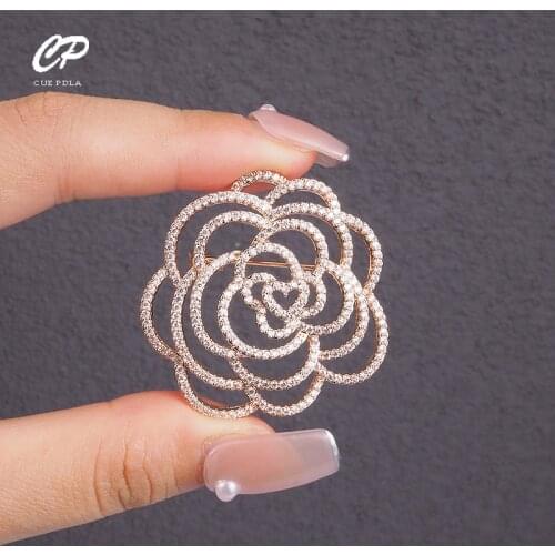Luxury Camellia Flower Brooches For Woman Scarves Buckle Pin Cloth Fabric Brooch Jewelry Accessories Girls Gifts