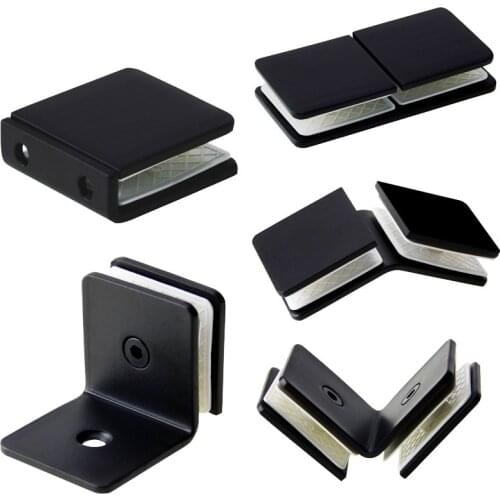 Black Stainless Steel Glass Clamp Shower Room Glass Clip Holder Bracket Support 0 90 135 180 Degree Wall Glass Panel Connector