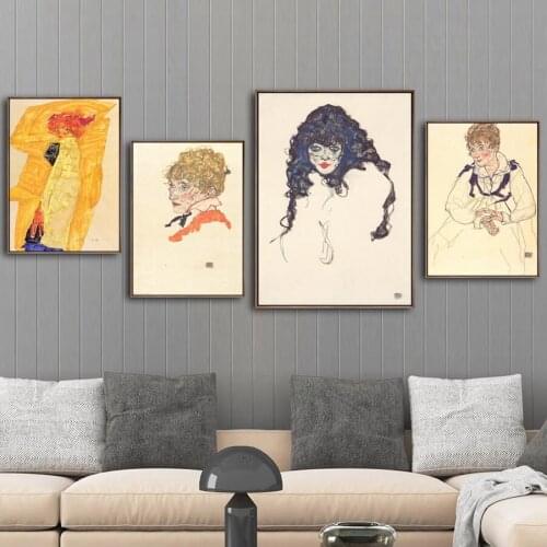 Home Decoration Print Canvas Wall Art Picture Poster Paintings Oil Unframed Drawings Wall Art Canvas Austrian Egon Schiele