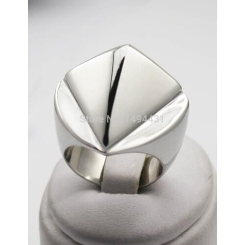 Geometric 316L Stainless Steel Rings Plated Austrian Square Ring Blank Smooth Plain Silver Color Finger Ring